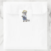 Schafe als Bauer mit Rake & Hat Quadratischer Aufkleber (Tasche)