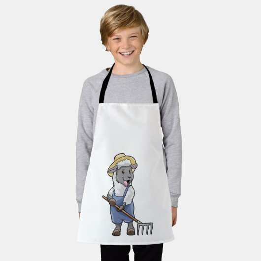 Schafe als Bauer mit Rake & Hat Schürze (Getragen)