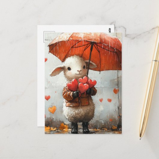 Schafe an einem Regentag Postkarte (Vorderseite/Rückseite Beispiel)