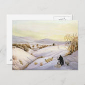 Schafe auf der Kante Postkarte (Vorne/Hinten)