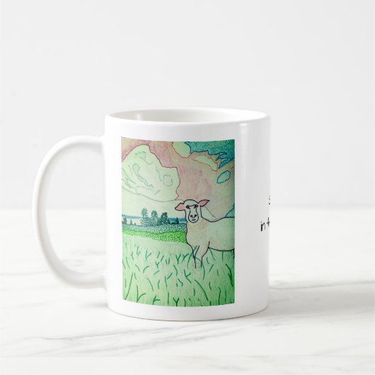 Schafe auf der Weide Kaffeetasse (Links)