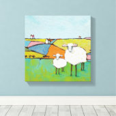 Schafe auf der Wiese Leinwanddruck (Insitu (Holzboden))