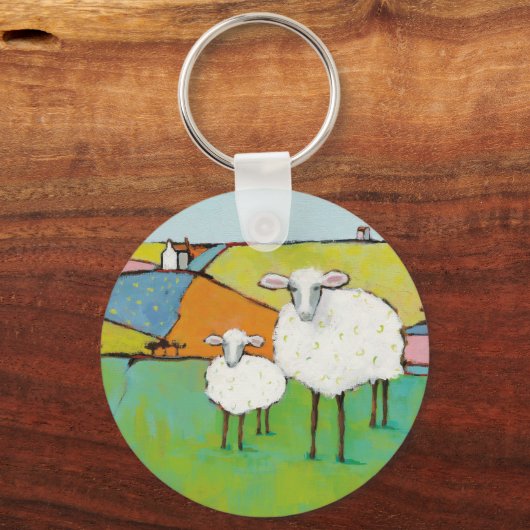 Schafe auf der Wiese Schlüsselanhänger (Vorderseite)