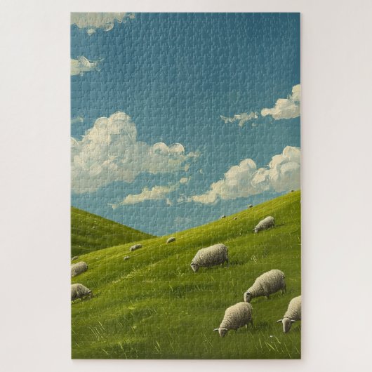 Schafe auf einem Grassy Hill Puzzle (Vertikal)