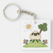 Schafe auf einem Hügel-Schlüsselanhänger Schlüsselanhänger (Vorderseite)