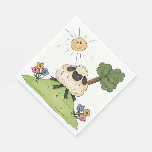 Schafe auf einem Hügelpapier Napkins Serviette (Ecke)