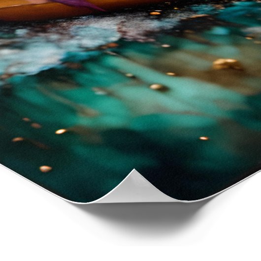 Schafe auf einem Regenbogenfarben Floating Doughnu Poster (Ecke)