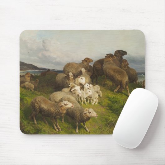 Schafe auf einer Wiese (von August Friedrich Schen Mousepad (Mit Mouse)