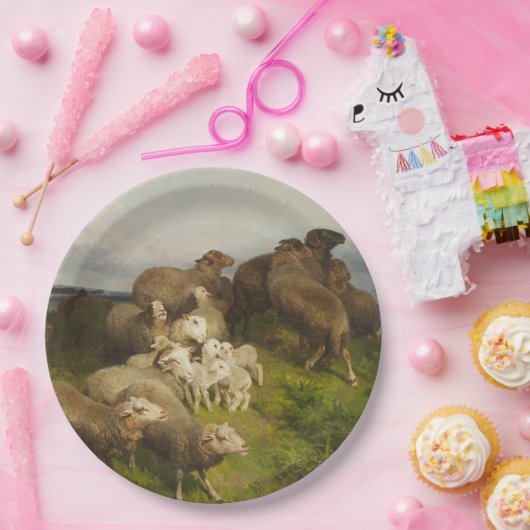 Schafe auf einer Wiese (von August Friedrich Schen Pappteller (Party)