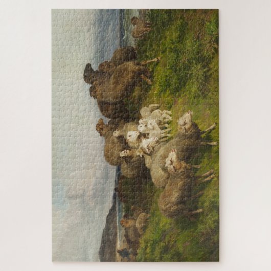 Schafe auf einer Wiese (von August Friedrich Schen Puzzle (Vertikal)