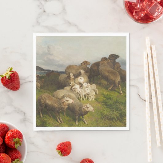 Schafe auf einer Wiese (von August Friedrich Schen Serviette (Beispiel)