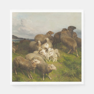 Schafe auf einer Wiese (von August Friedrich Schen Serviette