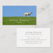 Schafe auf Gras, Bauer und Metzger Visitenkarte (Vorne/Hinten)