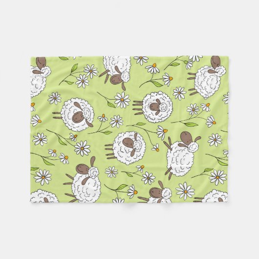 Schafe auf Honigtaube grün zählen Fleecedecke (Vorderseite (Horizontal))