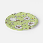 Schafe auf Honigtaube grün zählen Pappteller (Schrägansicht)