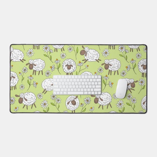 Schafe auf Honigtaube grün zählen Schreibtischunterlage (Tastatur & Maus)