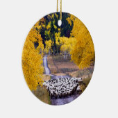 Schafe auf Land-Straße Keramik Ornament (Rechts)