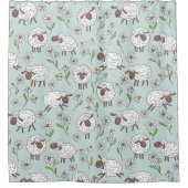 Schafe auf Meerglas blau zählen Duschvorhang (Vorderseite)