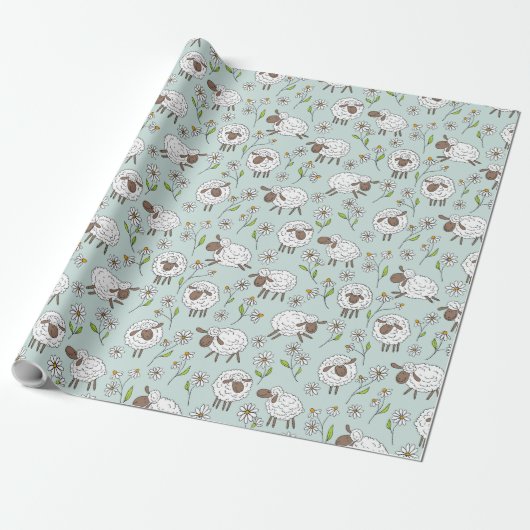 Schafe auf Meerglas blau zählen Geschenkpapier (Ungerollt)