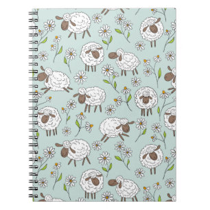 Schafe auf Meerglas blau zählen Notizblock