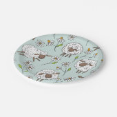 Schafe auf Meerglas blau zählen Pappteller (Schrägansicht)