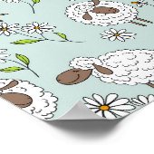 Schafe auf Meerglas blau zählen Poster (Ecke)