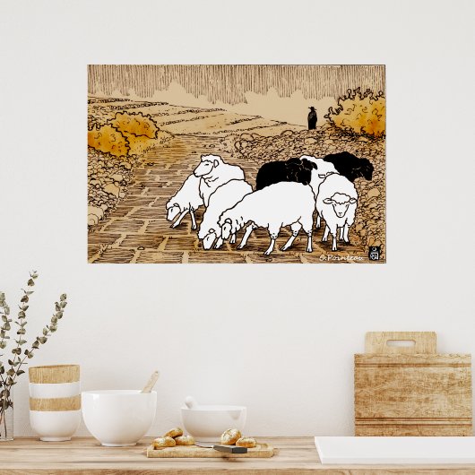 Schafe auf Weide Poster (Küche)