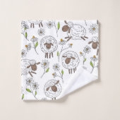 Schafe auf Weiß zählen Badhandtuch Set (Waschlappen)