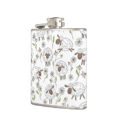 Schafe auf Weiß zählen Flachmann (Links)