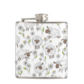 Schafe auf Weiß zählen Flachmann (Vorderseite)