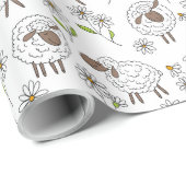 Schafe auf Weiß zählen Geschenkpapier (Rolleneckpunkt)