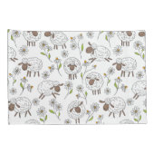 Schafe auf Weiß zählen Kissenbezug (Rückseite-Rechts)