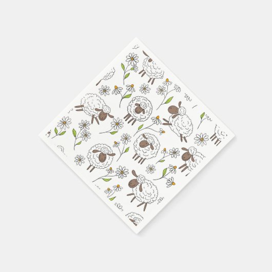 Schafe auf Weiß zählen Serviette (Ecke)