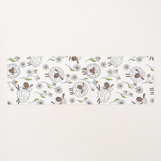 Schafe auf Weiß zählen Yogamatte (Rückseite (Horizontal))