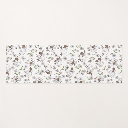 Schafe auf Weiß zählen Yogamatte (Vorderseite (Horizontal))