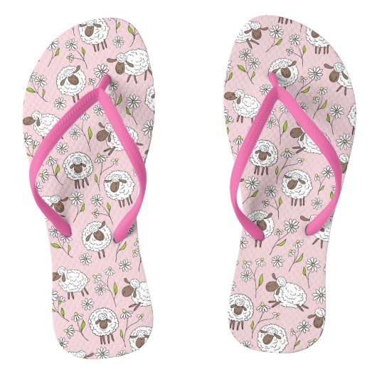 Schafe auf Zuckerbonbons pink zählen Badesandalen (Fußbett)