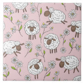 Schafe auf Zuckerbonbons pink zählen Fliese (Vorderseite)