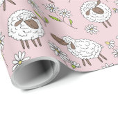 Schafe auf Zuckerbonbons pink zählen Geschenkpapier (Rolleneckpunkt)