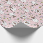 Schafe auf Zuckerbonbons pink zählen Geschenkpapier (Ecke)