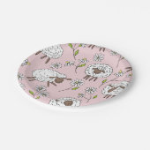 Schafe auf Zuckerbonbons pink zählen Pappteller (Schrägansicht)