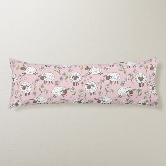Schafe auf Zuckerbonbons pink zählen Seitenschläferkissen (Vorderseite)