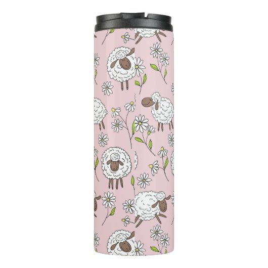 Schafe auf Zuckerbonbons pink zählen Thermosbecher (Rückseite)