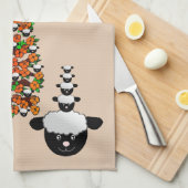 Schafe Bäume Beige Küche Handtuch (Viertel Falte)