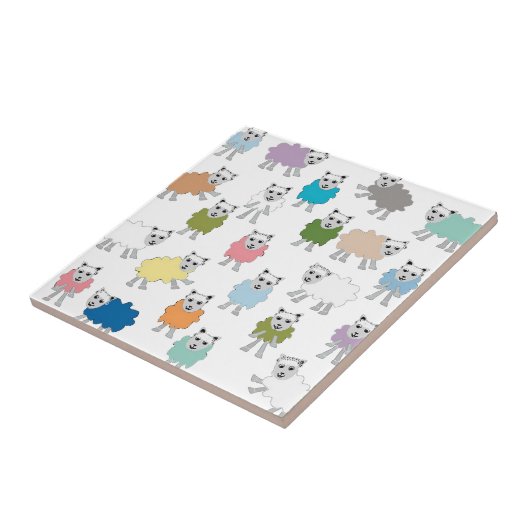 Schafe Cartoon farbig Fliese (Seite)