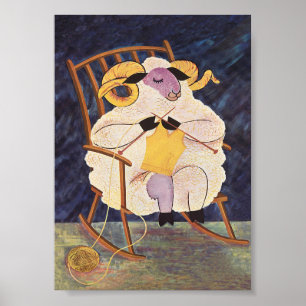 Schafe, die ein Vintages Tierposter in einem Pullo Poster