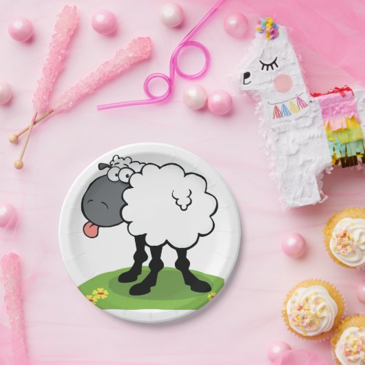 Schafe, die heraus Zunge haften Pappteller (Party)