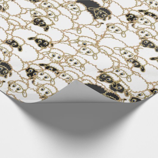 Schafe, enorme Menge Schwarzweiss Geschenkpapier (Ecke)