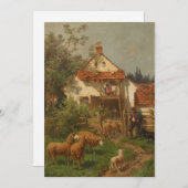 Schafe, Hirte auf dem Bauernhof Feiertagskarte (Vorne/Hinten)