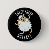 Schafe Hurray Funny Animal Puck Dark BG Button (Vorderseite)