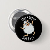 Schafe Hurray Funny Animal Puck Dark BG Button (Vorne & Hinten)